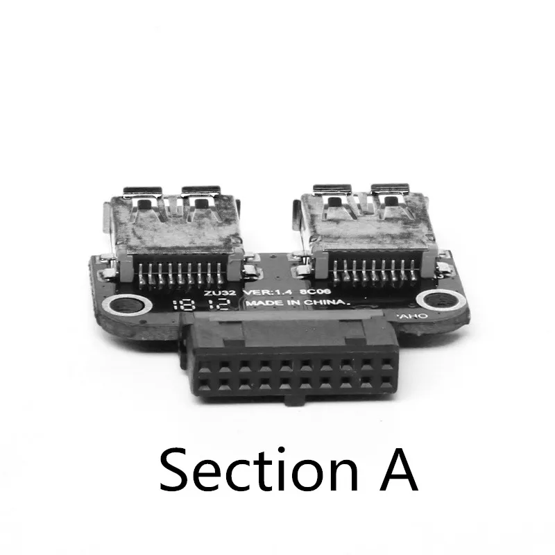 20Pin til Dual USB3.0/3.1 Adapter Connverter Desktop Bundkort 19Pin/20Pin Header til 2 Ports USB 3.0/3.1 A hun Stik Bil