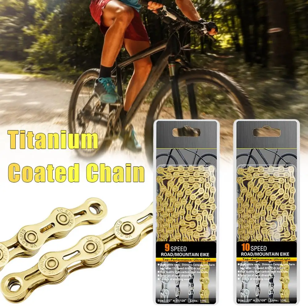 9/10 Hastighed Titanium Guld Cykel Kæde Semi-Hollow Cykel Kæde Mountain Road Bike Hule Kæde Passer til Shimano/Campagnolo/Sar
