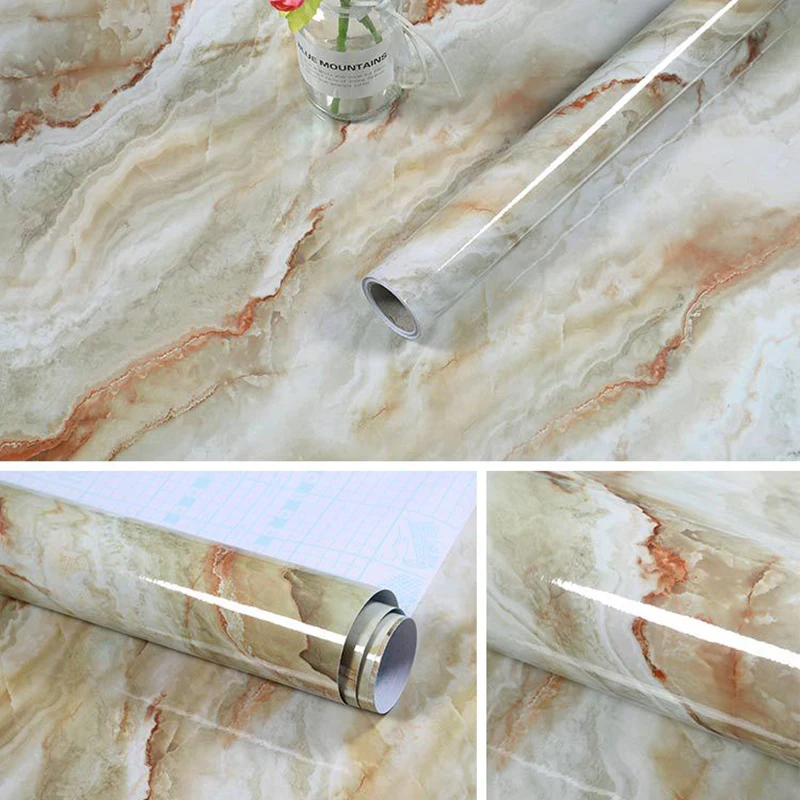 5m*55cm Køkken marmor selvklæbende tapet køkken dampe wall stickers badeværelse vandtæt møbler renovering klistermærker