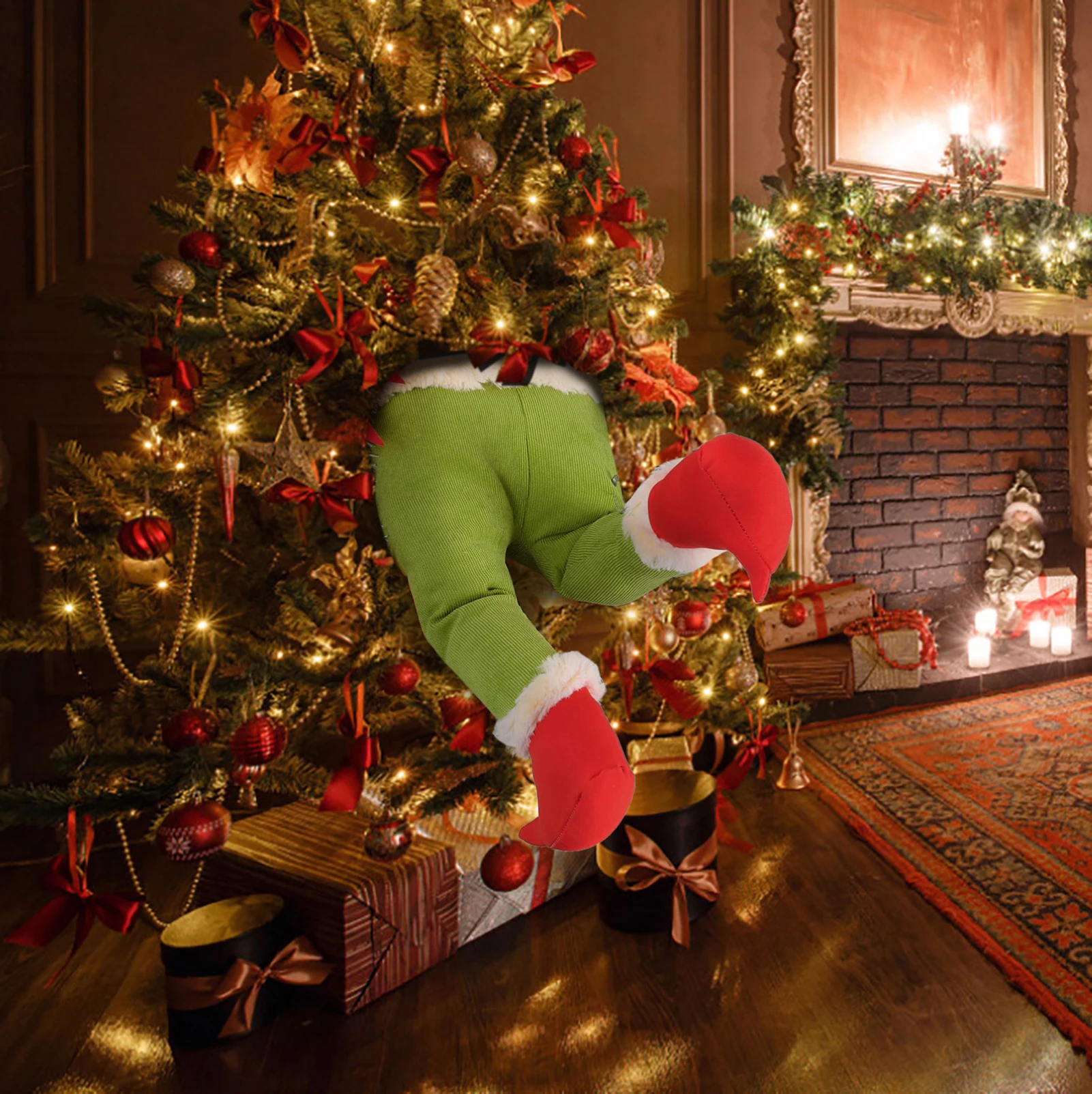 Christmas Santa Claus Kunstige Ben Form Pendent Dukke Xmas Tree Hængende Ornament Part Prop Hjem Døren Ferie Dekoration