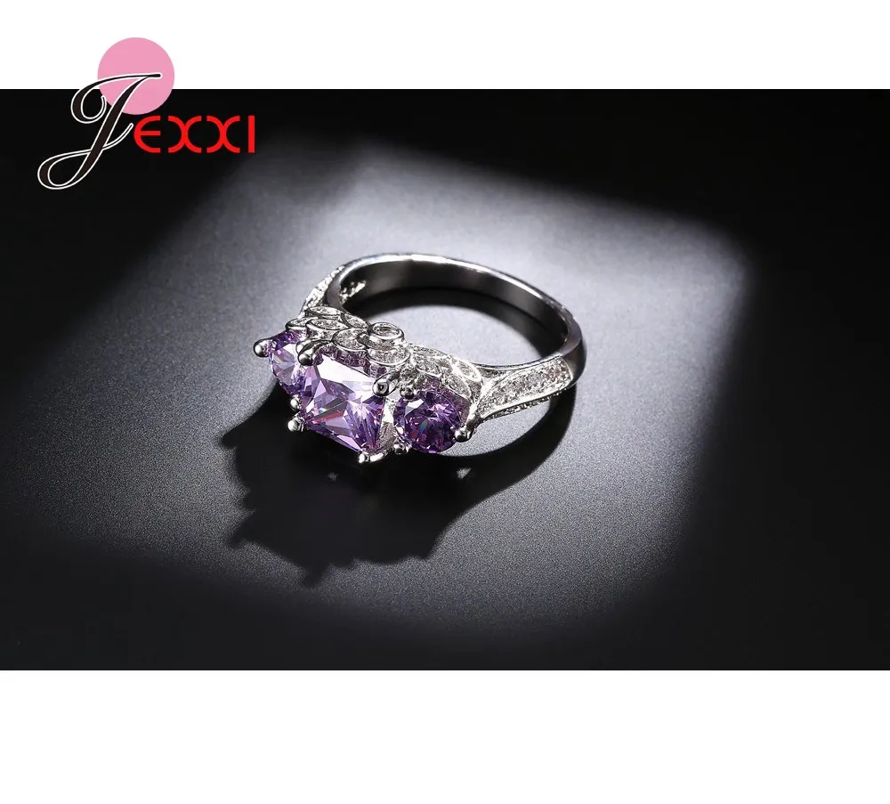Trendy Afrikanske AAA+ Lilla Hvid Krystal Charme Ring 925 Sterling Sølv, Kvinder Mode Design Finger Rings Hot Salg