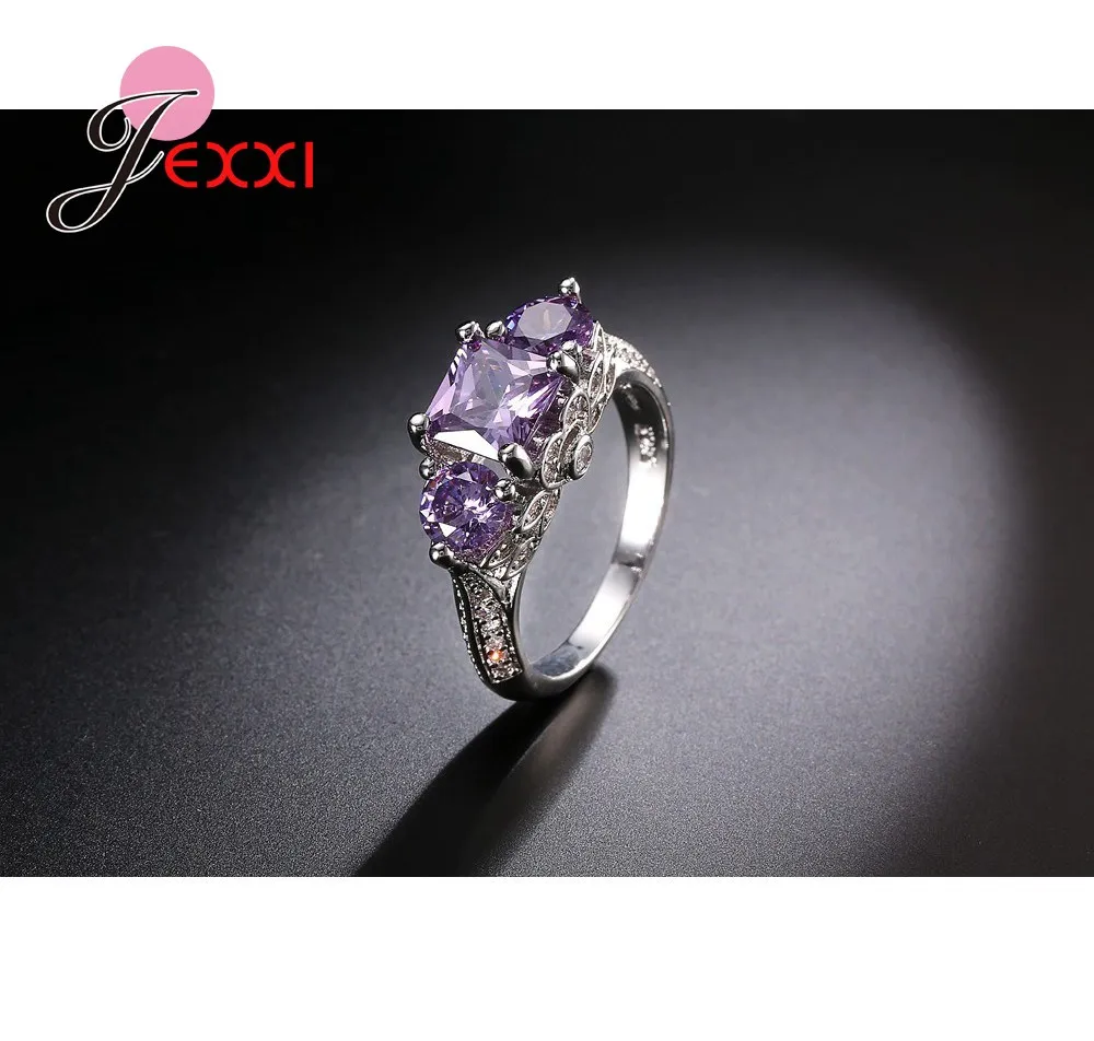 Trendy Afrikanske AAA+ Lilla Hvid Krystal Charme Ring 925 Sterling Sølv, Kvinder Mode Design Finger Rings Hot Salg