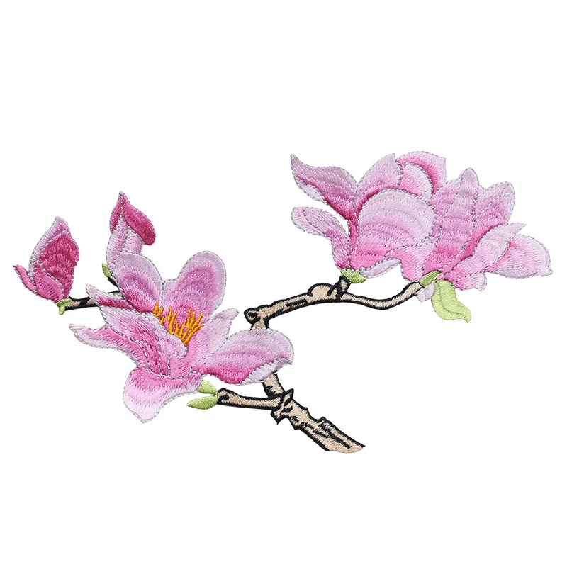 2017 Nye mode magnolia broderi, blomst mærkat klud indsætte strygejern på tøj patch DIY tilbehør stryg-på-blomst plaster
