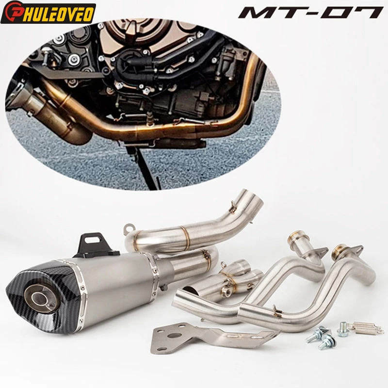 MT07 MT-07 FZ07 Motorcykel Lydpotten Header Link Rør Komplet System til MT07 FZ07 Tracer 14-18 XSR700 16-17 Undslippe Moto