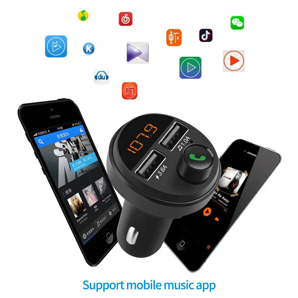 VR robot Bluetooth-5.0 FM Trådløse Transmitter Håndfri Car Kit Audio Bil MP3-Afspiller, 5V 3.6 EN Dual USB Hurtig Oplader Adapter