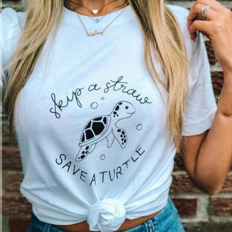 Springe Et Strå Gemme En Skildpadde T-Shirt Sjovt Slogan Kvinder Mode Grunge Tumblr t Graphic Tee Vintage Skjorte Top Dropshipping