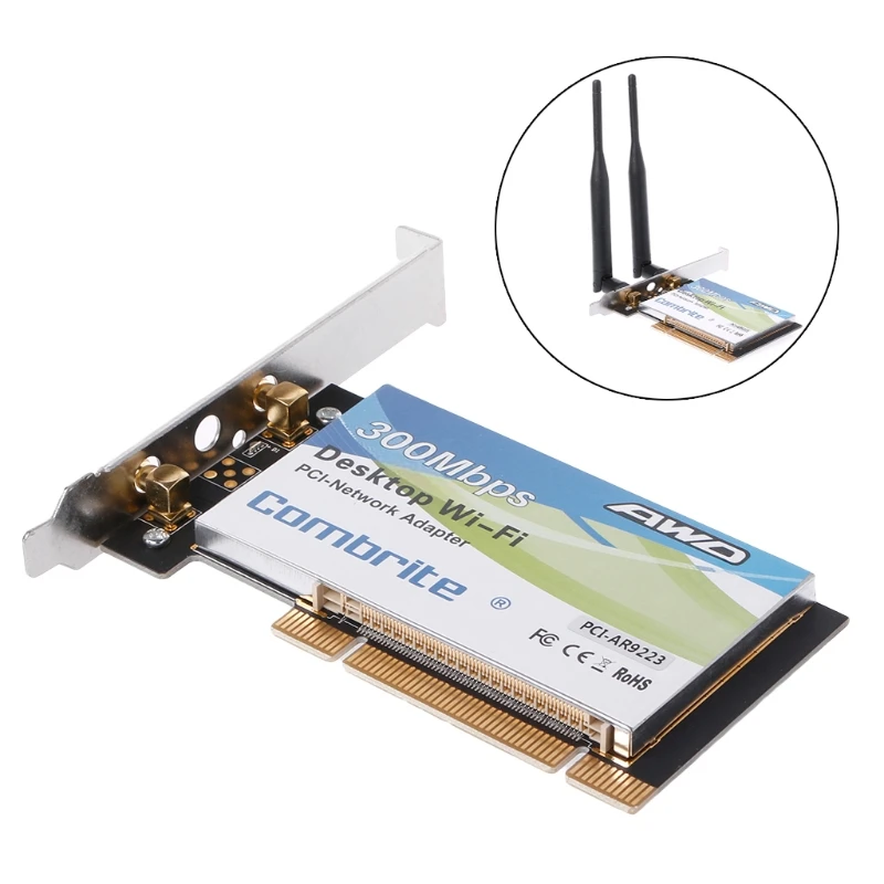 AR9223 PCI-300M 802.11 b/g/n Wireless WiFi-Adapter til Stationære Bærbare -6 DB Antenne