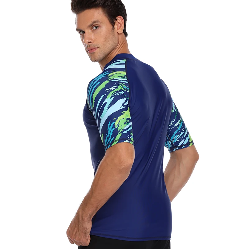 AXESEA Mænd Kort Ærme Rash Guard T-Shirt Badedragt Rashguard Hurtig Tør Patchwork Badetøj Surf Shirt Top UV-Sport dykkerdragter
