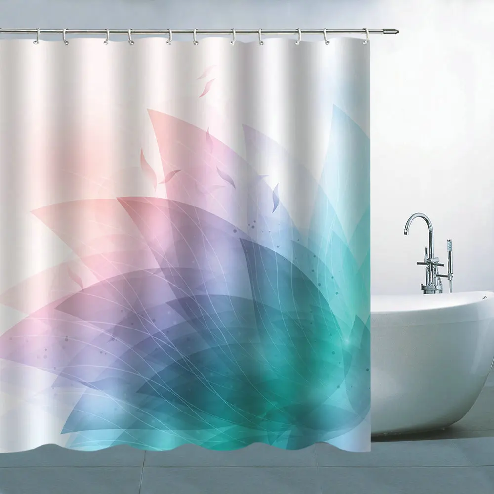 Personlighed Enkle Elegante Badeforhæng Geometrisk Mønster, Vandtæt Polyester Stof Badeforhæng Badeværelse Med 12 Kroge