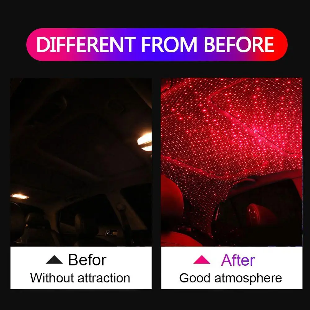 Bil Atmosfære Lys Bilens Interiør USB LED Laser Fjerntliggende Stjerne Himmel Lys Bil Indre Tag loftsdekoration