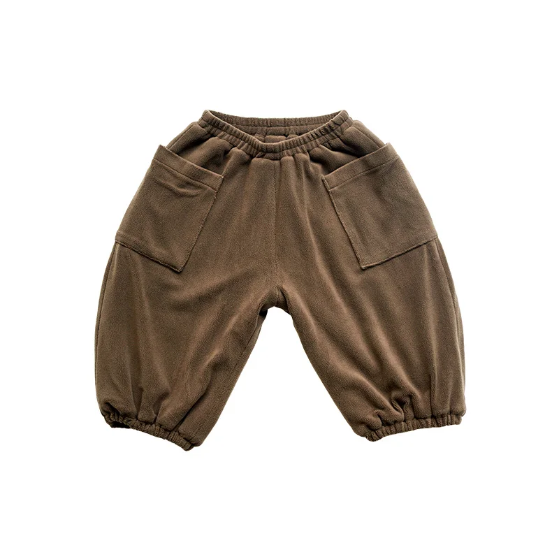 Imakokoni mørk brun harem bukser oprindelige design Japansk varm casual bukser til drenge og piger efterår og vinter 20448