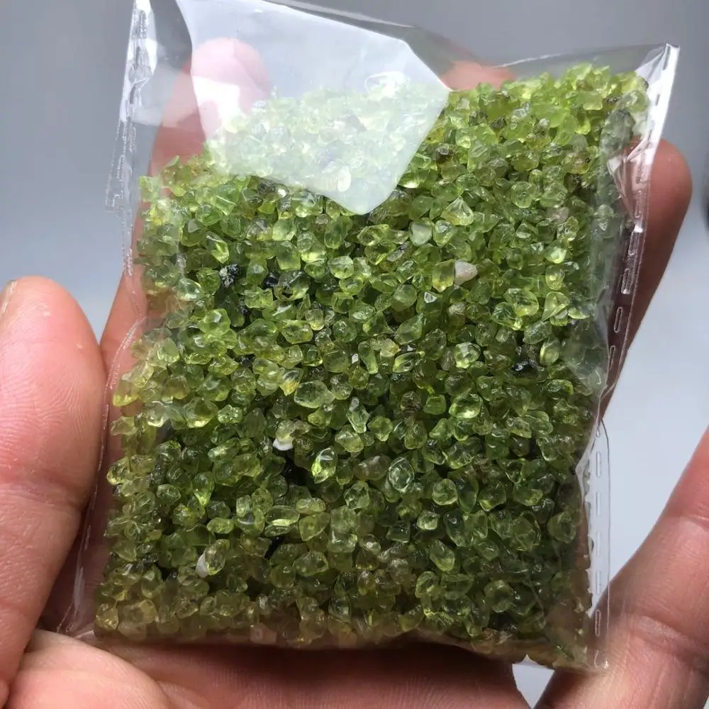Naturlige olivin krystal kvarts rolling stone healing reiki 100g løs