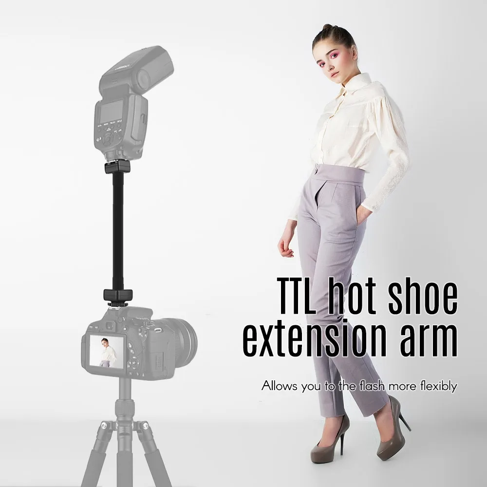 Andoer Fleksibel E-TTL Hot Shoe Udvidelse Hylde og Stang Flash Speedlite Bracket accesssories til Canon EOS DSLR-Kameraer