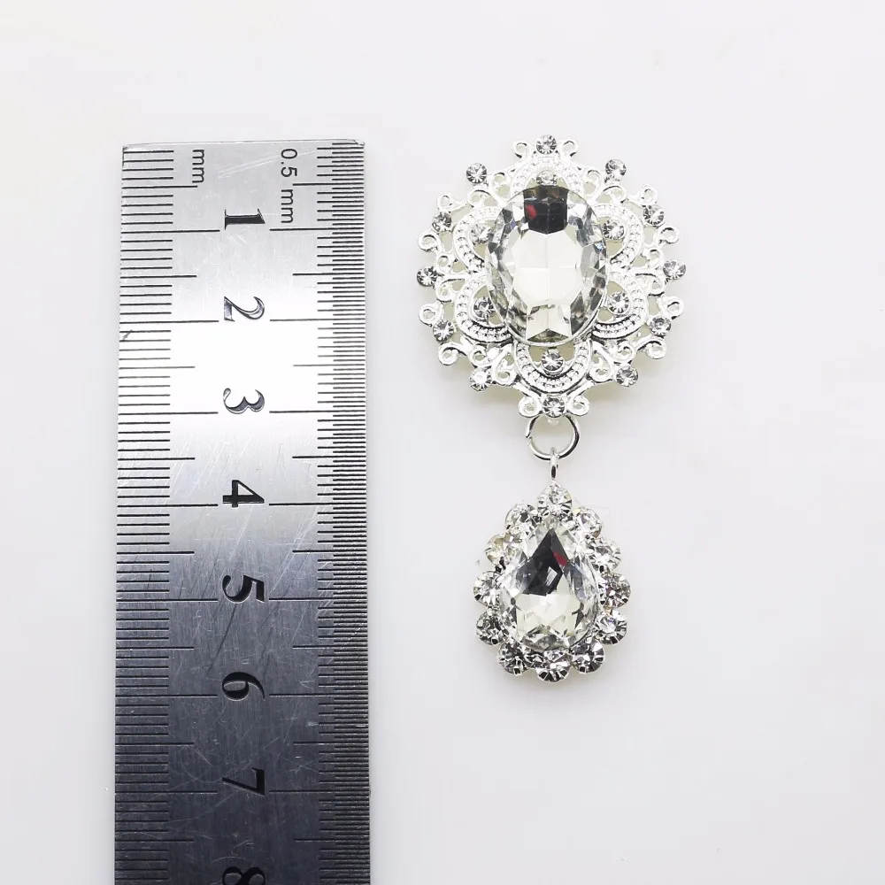 DIY 30*60mm 5 pc ' er/pank Bling Metal Mode Flower Rundt Cluster Krystal Rhinestone Perle Bryllup Pearl Knappen Flatback-knappen.