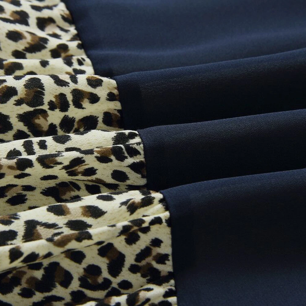Lang Kjole Leopard Patchwork Sommer Sort Sundress Kvinder Casual Løs Pasform Midi Tøj Frie Mennesker 2020 Damer Daglige Outfits