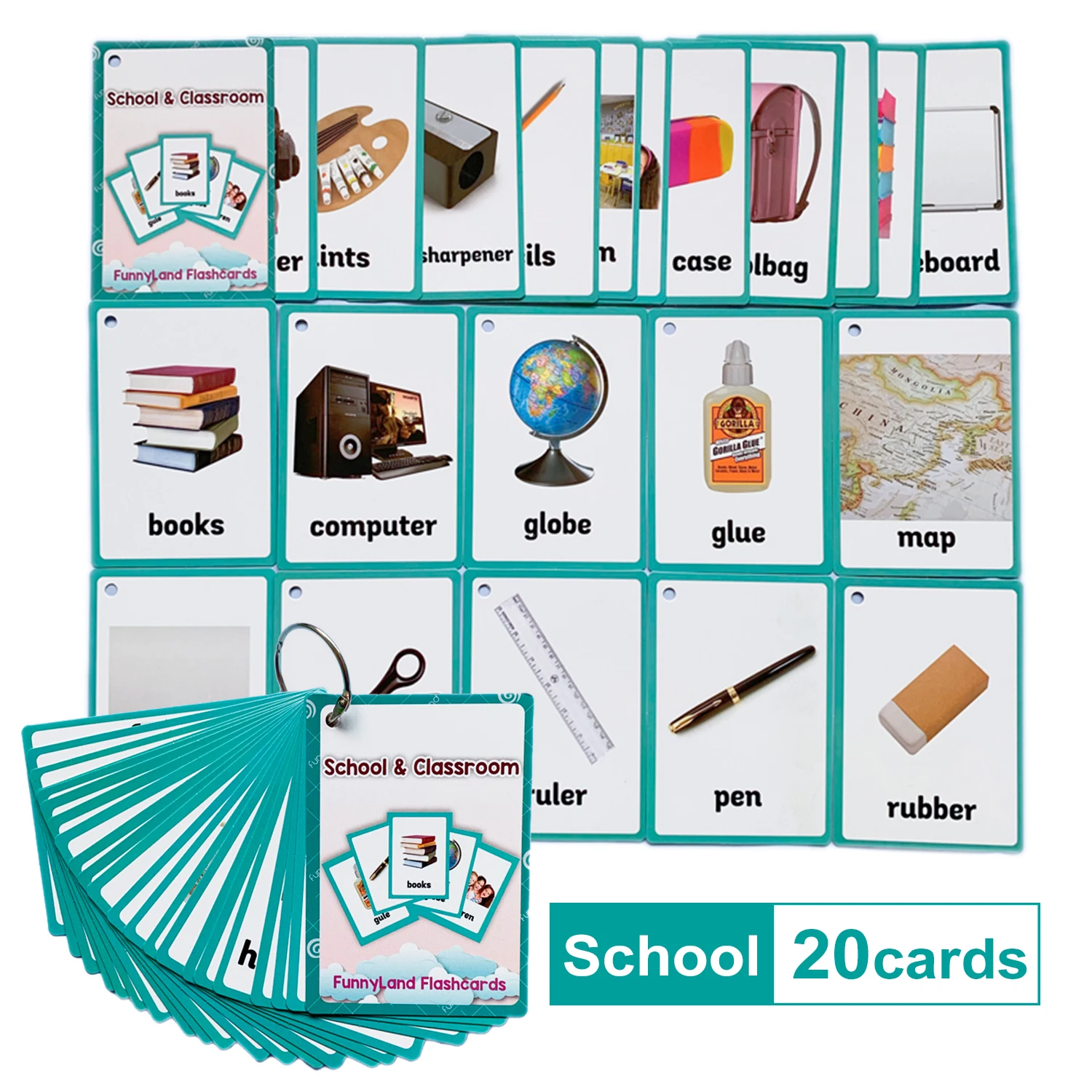 26 Stk/Sæt Fagter Montessori Pædagogiske Børn Legetøj Gaver Lære Engelsk Kort Læring Pocket Cards Kognitive Flash-Kort