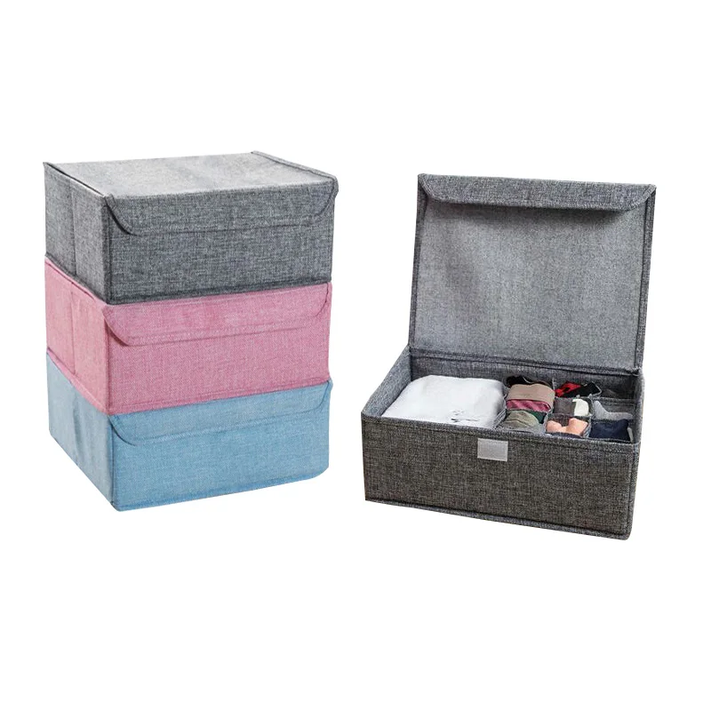 Nyt Produkt Vaskbar Divider Opbevaring Bra Max Efterligning linned Folde Tilfælde Slips Sokker Undertøj Tøj Arrangør Container