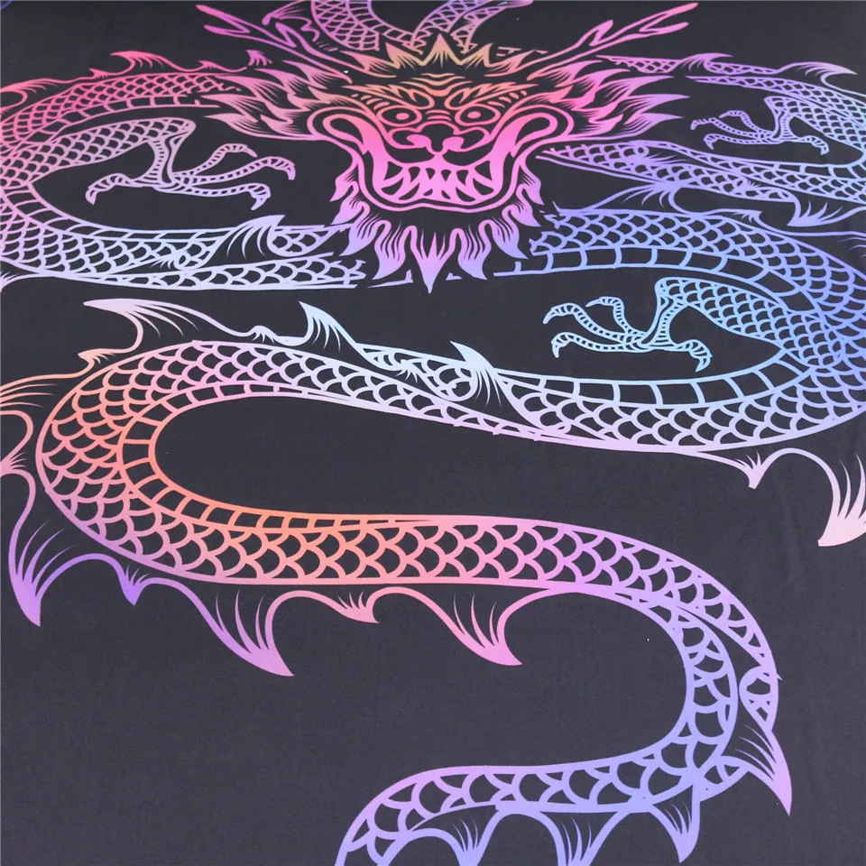 BeddingOutlet Dragon Totem-Tapetet Væggen Hænger Farverige Dekorative Væg Kunst Kinesiske Myter Sengetæpper Black Ark 150x200cm