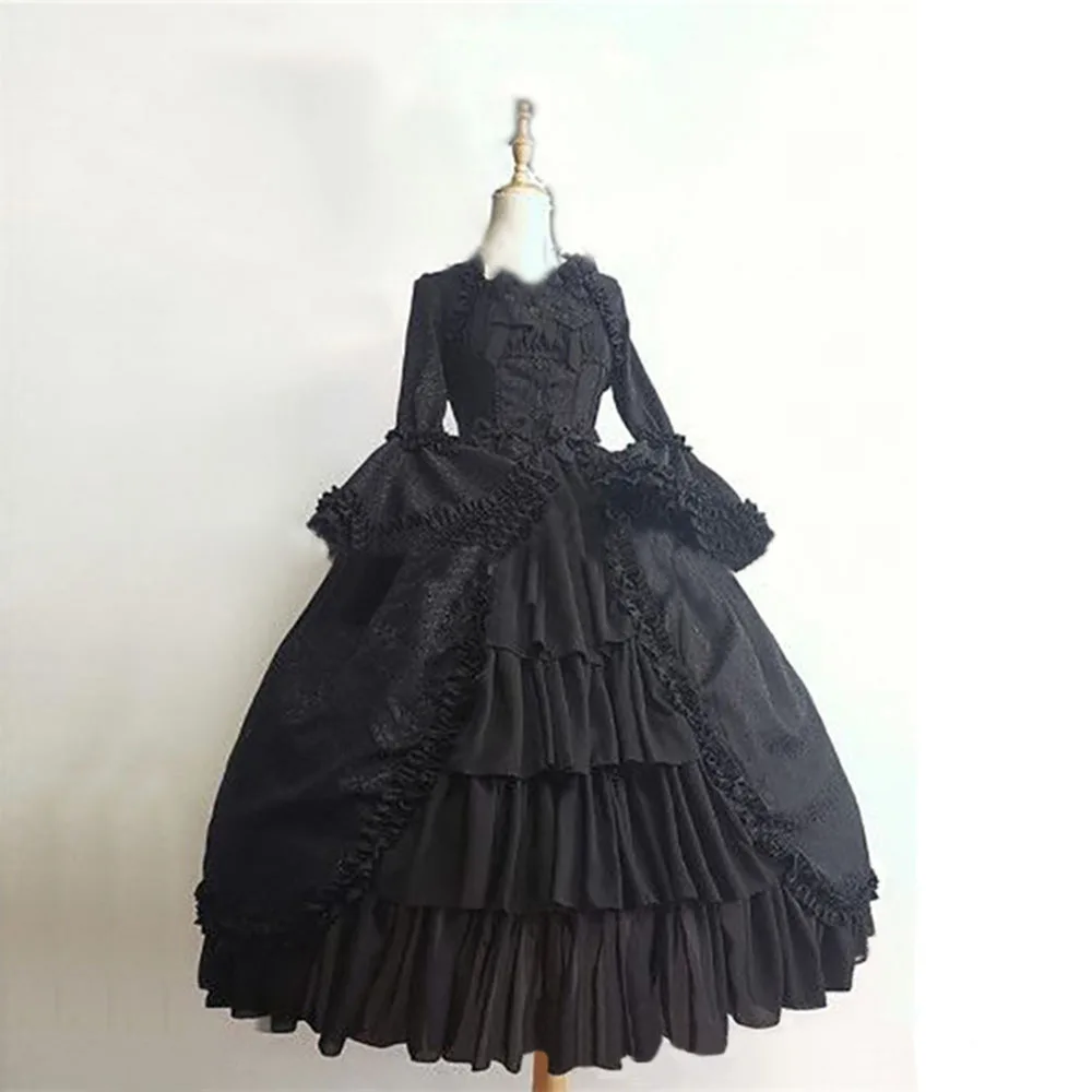 Wepbel Vintage Gotiske Retten Kjole Bow Lolita Kjoler Middelalderlige Torv Collar Tætsiddende Syninger Plus Size Flæse Kjole