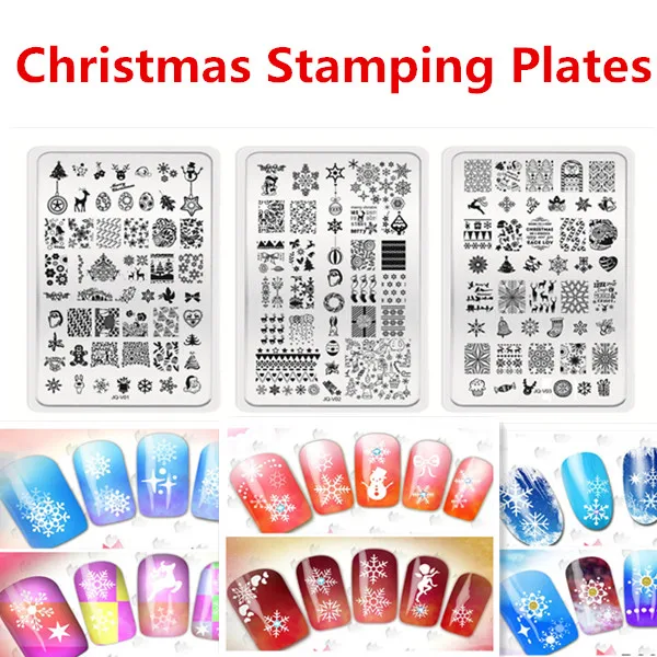 Nye produkter MR01-MR03 juledekoration DIY Nail Art design Stempel Stamping9.5*14,5 CM Rustfrit Stål Billede Skabelon Plade