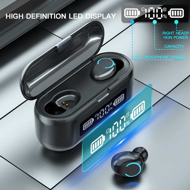 TWS hovedtelefoner Trådløse Bluetooth-hovedtelefoner 3500mAh med LED-Display, Bluetooth Headset gamer Vandtætte Øretelefoner til xiaomi pk i12