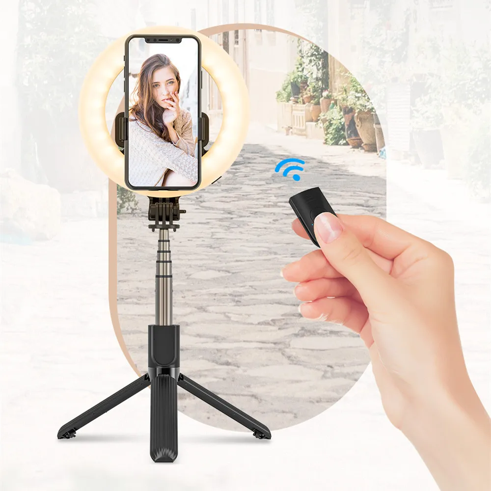 BlitzWolf BW-BS8 Pro bluetooth Selfie Stick med Fyld Lys Bærbare Sammenklappelig Selfie Stick Stativ til Smartphone Vlog Levende