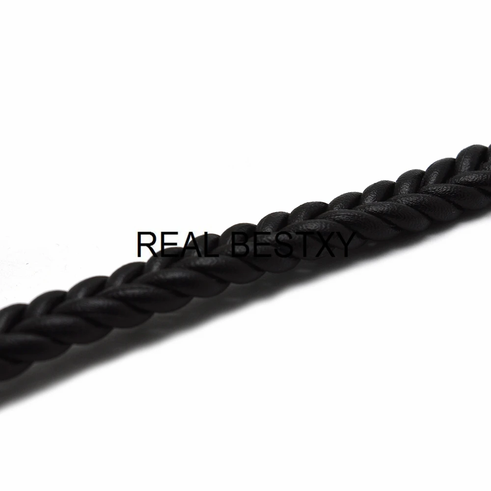 REAL XY 1m/masse 12mm*6mm flettet læder snor til armbånd gør runde strenge flettet læder snore til armbånd smykker