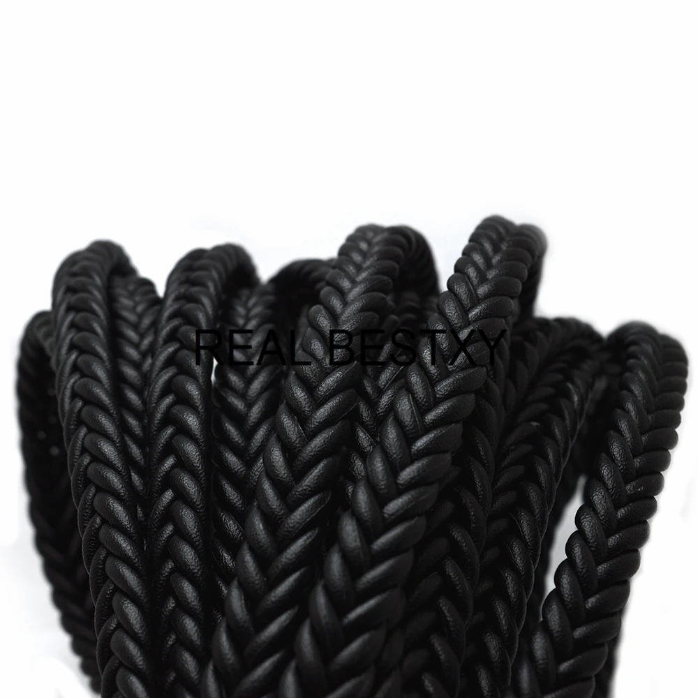 REAL XY 1m/masse 12mm*6mm flettet læder snor til armbånd gør runde strenge flettet læder snore til armbånd smykker