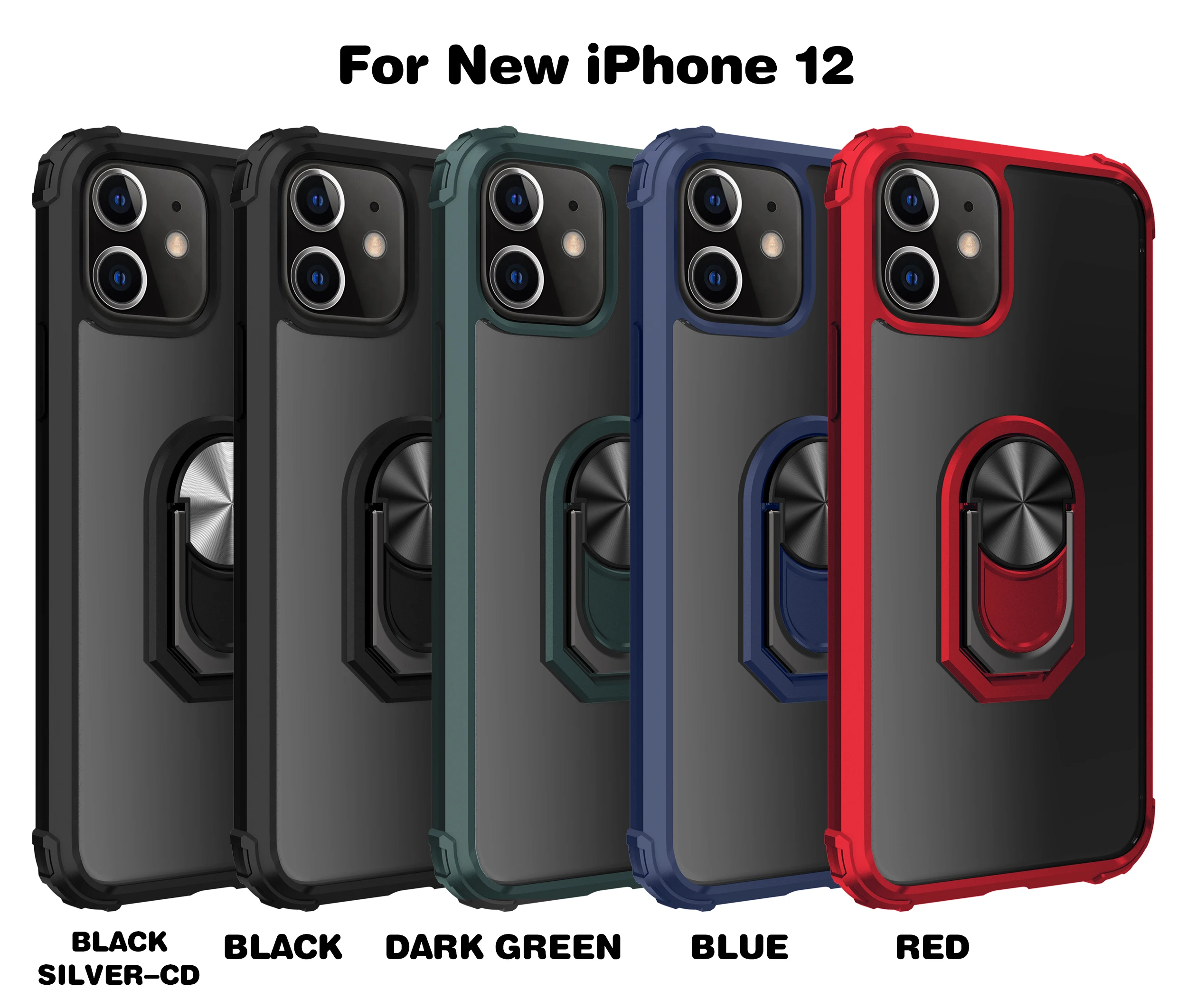 Cover Til iPhone 11 12 Pro Max 12 Mini-11 XS Antal XR 7 8 Plus SE 2020 Metal Ring Indehaveren Slagfast Klar Akryl Rustning Dækker