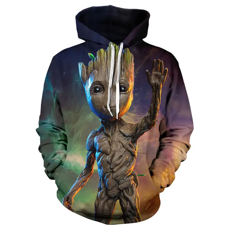 2020 Guardians of the Galaxy Groot Mænd Hættetrøjer Sweatshirts 3D Printet Sjove Hip Hop Hoody casual Streetwear fra hvid Hætte