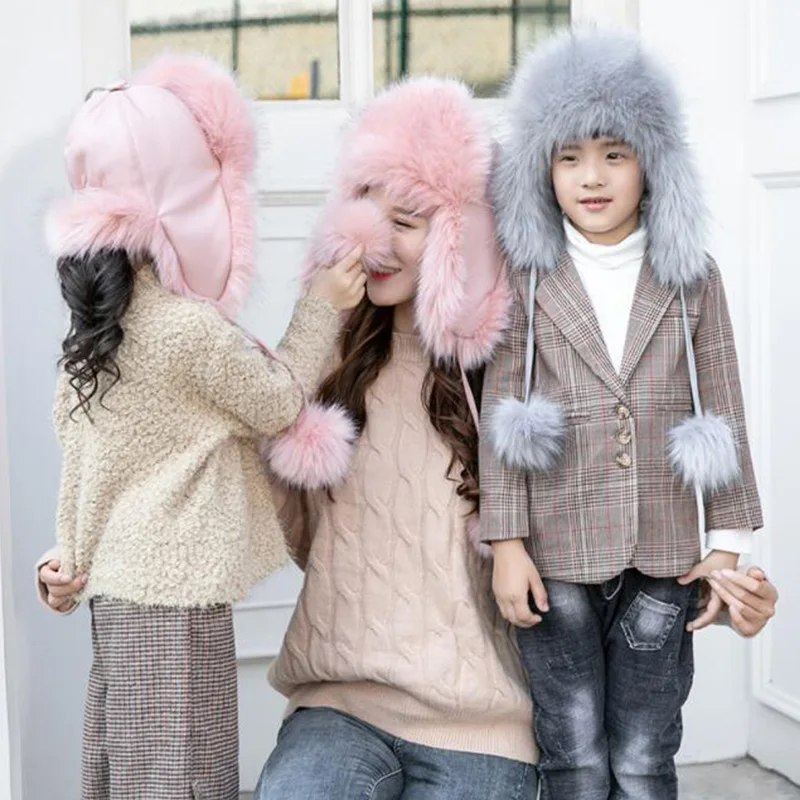 Nye Børn Faux fur Hat Læder Ræv Pels Hætte Lei Feng Termisk Sne fælles Landbrugspolitik Vinter Hat, der Beskytter Ører Hat vinter hat