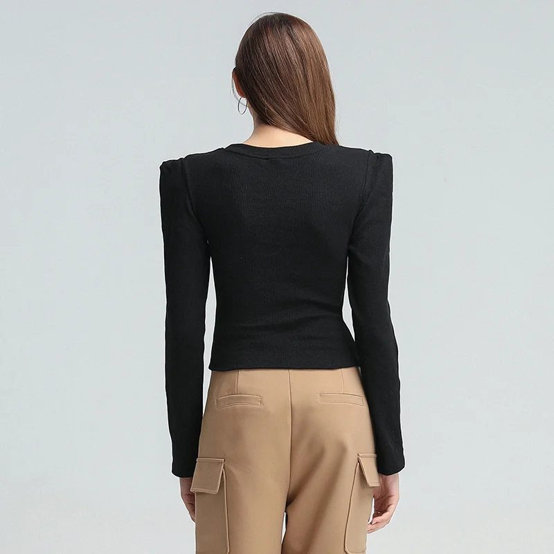 TWOTWINSTYLE Elastisk Casual Falske To Toppe For Kvinder O-Hals Lange Ærmer Patchwork Slim T-Shirts Kvindelige Mode Nye 2020-Efterår