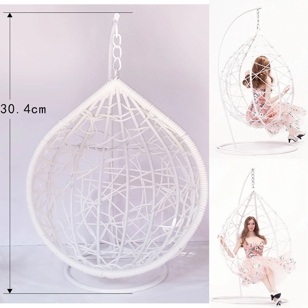 1/6 plan figur tilbehør Fase Æggeskal Hængende Swing Metal Stol Model Sofa Afføring gyngestol f 12