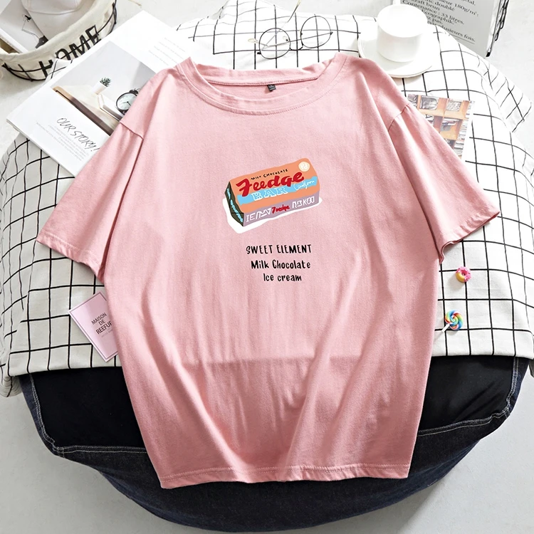 Hirsionsan Kawaii T-Shirt Kvinder 2020 Sommeren Brev Trykt Oversize T-Shirts Harajuku Bomuld Toppe Koreanske Pink O Hals Femme T-Shirt