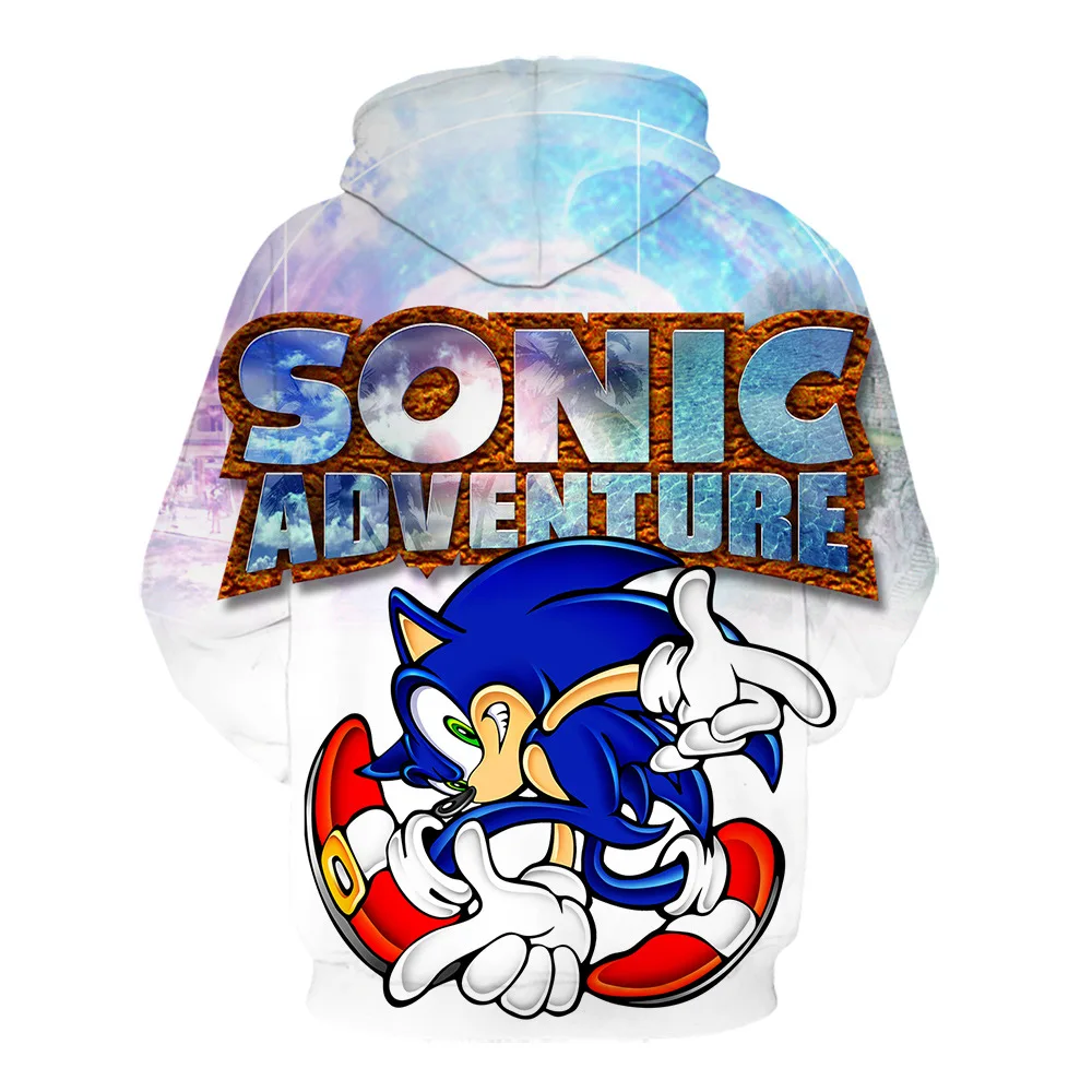 Sonic the Hedgehog 3D Printet Hættetrøjer Mænd / Kvinder Hooded Sweatshirts Drenge Tegnefilm Sonic Mest Populære Film Pullover Engros