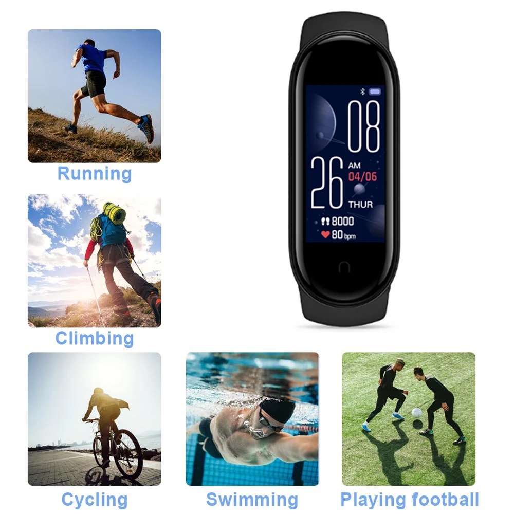 M5 Smart Armbånd Sport Smart Armbånd Puls, Blodtryk Smartband Bluetooth-Pulsmåleren Ur M5 Smart Ur
