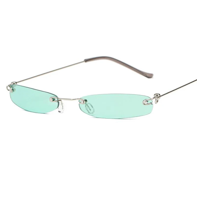 90'erne Tynde Solbriller til Unisex-Vintage Smalle Briller Lys Små Rektangulære Kvinders Mode Uindfattede Lilla Solbriller Søde piger