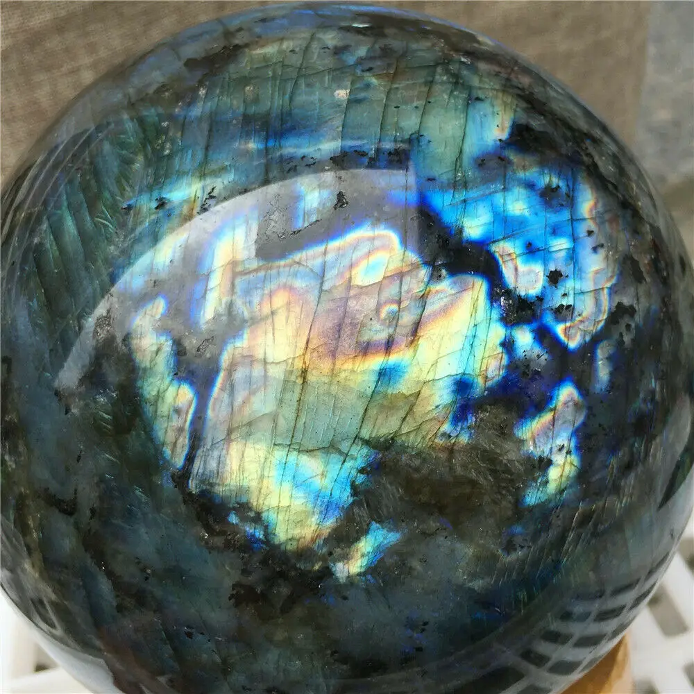 Naturlige labradorit sfære rock quartz krystal kugle healing