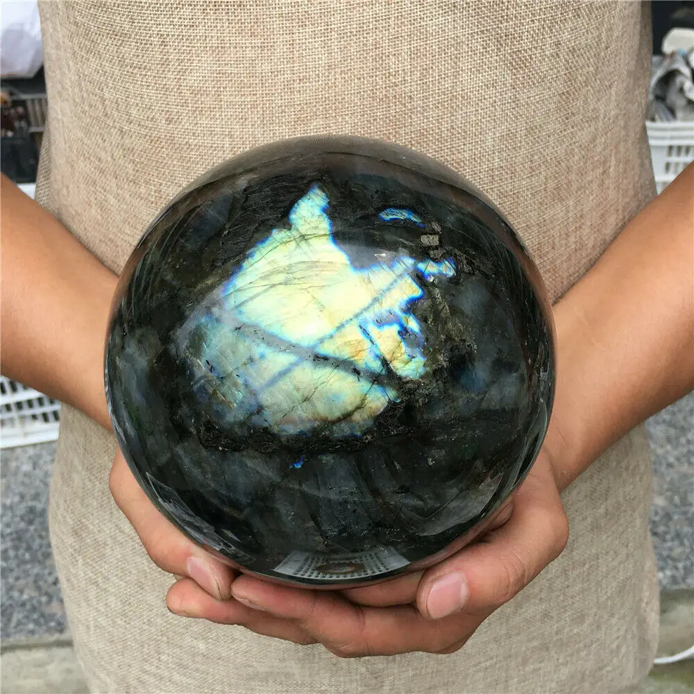 Naturlige labradorit sfære rock quartz krystal kugle healing