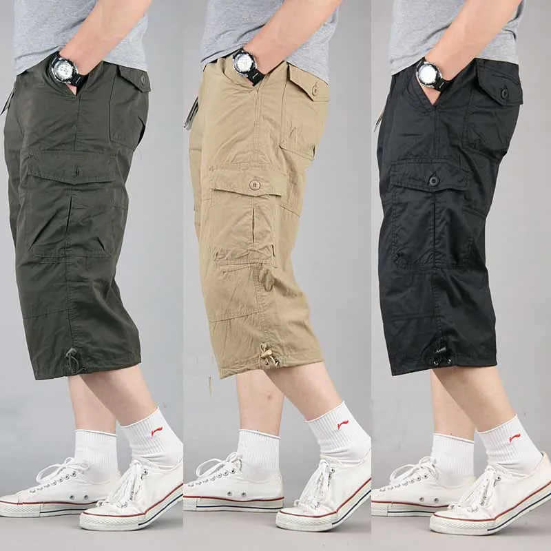 Sommeren er Kort for Mænd Plus Size Cargo Shorts Casual Bomuld Strand Board Shorts med Multi Pocket Løs Baggy Joggere Tøj