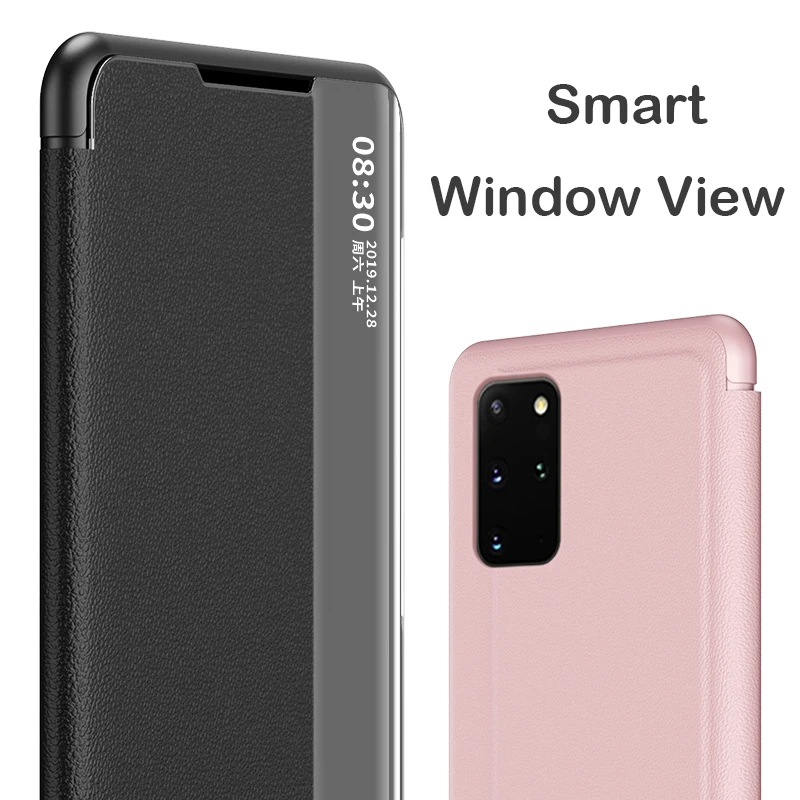 Luksus Smart Klart Window View Læder taske Til Samsung Galaxy S20 Ultra Note 20 Coque S21 S20 Plus S20 FE A42 5G Flip Cover