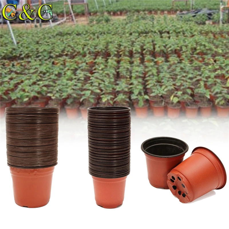 50stk/masse Plastik Planteskole Gryde Urtepotte desktop potteplante Planter Plantning Gryder Hjem Værktøj Indeholder 2 Størrelser