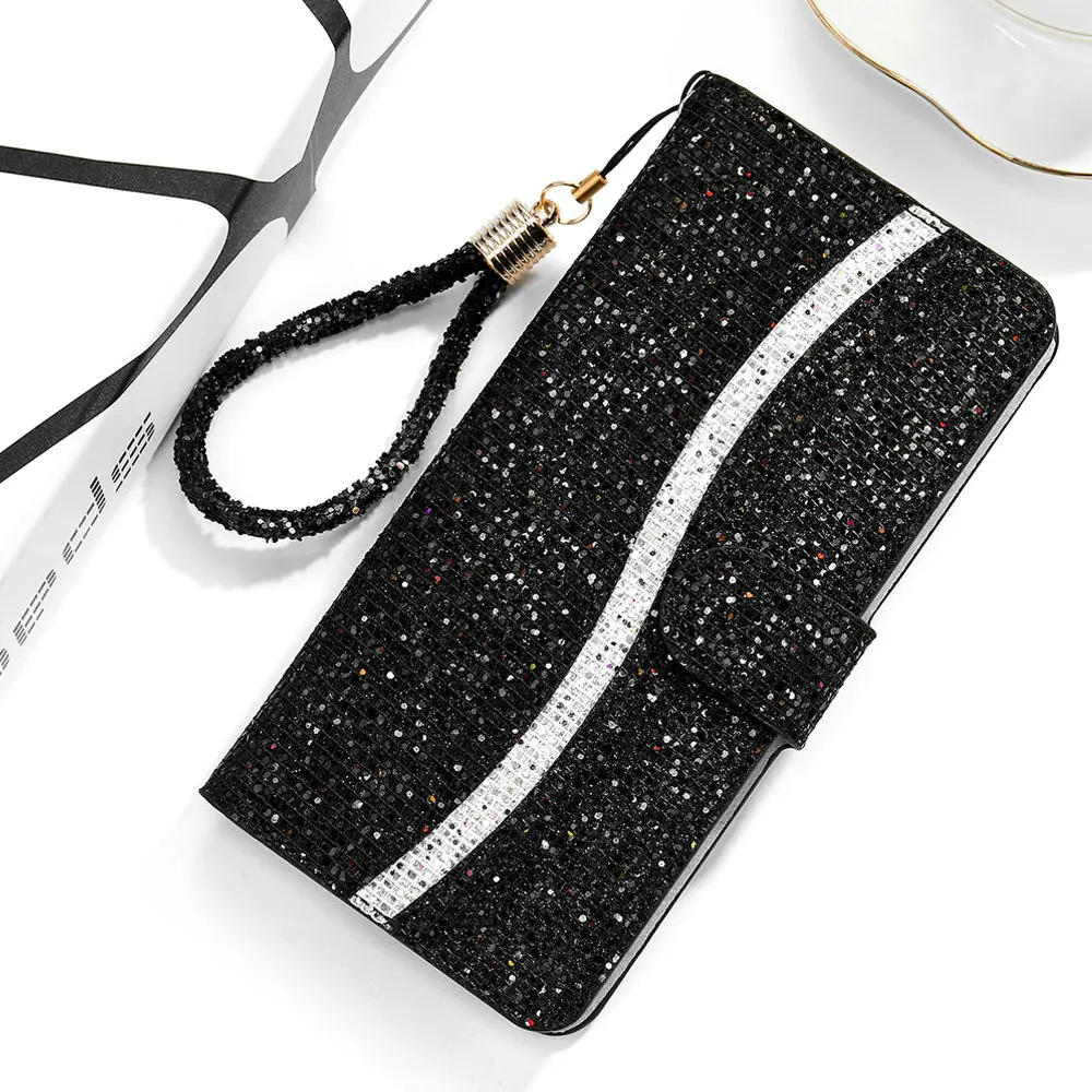 Bling Pailletter Glitter Læder Tegnebog Case for Xiaomi Redmi 7A Luksus Sag 360 Beskytte Flip Cover Redmi 7 A A7 Telefon Shell Funda