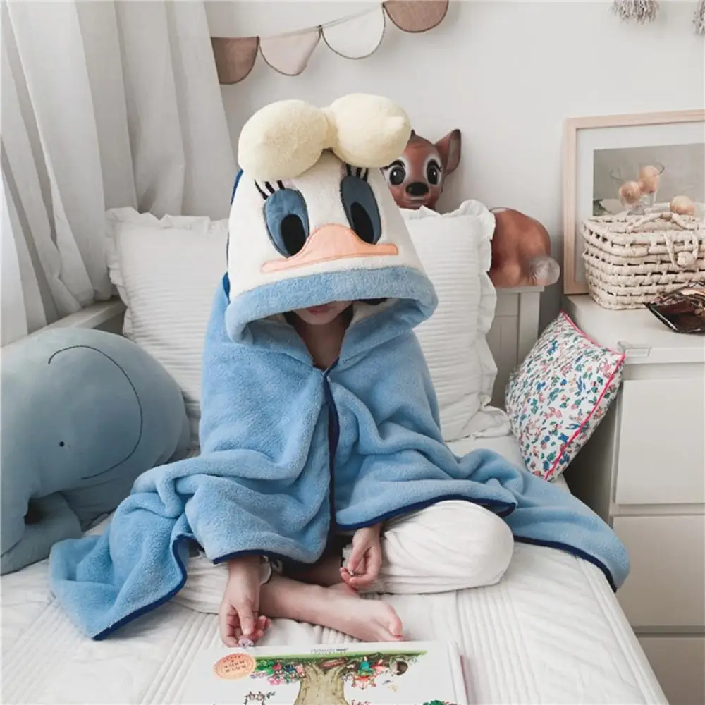 Disney Minnie, Mickey Tæppe Hætteklædte Søde Tegneserie Donald Duck Cosplay Kappe Cape Bløde Bærbare Pels Coral Fleece Stof Kaster
