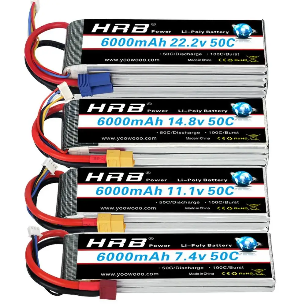 HRB LiPo Batteri-3S-4S-6000mAh 11.1 V 14,8 V 22.2 V RC 50C Lipo For Traxxass RC Bil rc båd, Fly, Helikopter, Båd 450 500 550E
