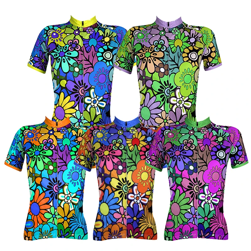 Kvinder kortærmet Trøje - Rainbow Blomster/ Botanisk Plus Size Bike Jersey Top Åndbar mtb jersey