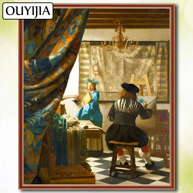 OUYIJIA 5D DIY Diamant Berømte Maleri Fuld Pladsen Jan Vermeer-Maleri, Broderi Salg Diamant Mosaik Billede Af Rhinestones