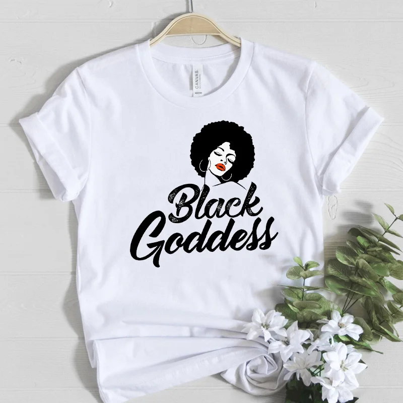 Respekt Mit Hår Kvindelige T-shirt Melanin Poppin Bomuld t-shirt til Kvinder Tøj, Sorte Afrika Pige Bære Golden Crown Graphic Tee Shirt
