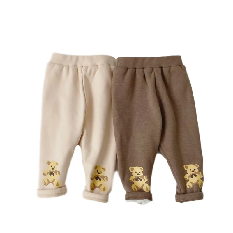 Spædbarn vinter dobbelt plus tyk velour leggings søde baby bærer varm og komfortabel stor PP bukser vinter bukser til børn