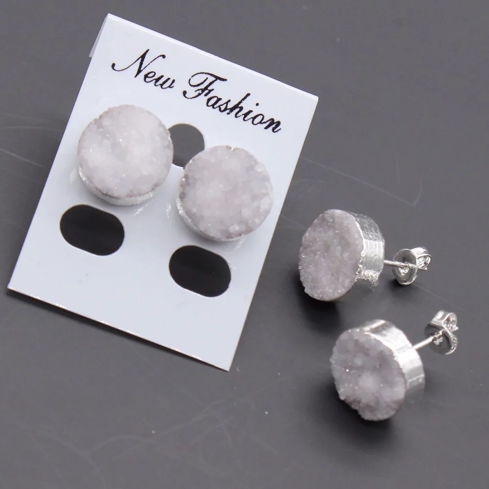 100-Unik 1 Par Sølv Forgyldt Naturlige Rock Crystal Uregelmæssig Form Runde Cluster Stud Øreringe Charme Smykker